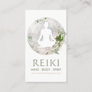 Cartões de visitas de Lua Mágica e Greenery Reiki