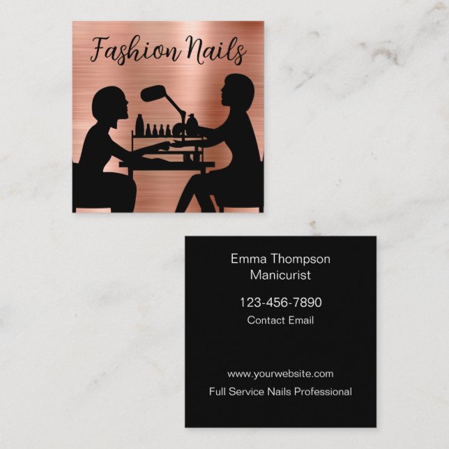 Cartões de visitas de Manicure do Unhas de Moda (Frente/Verso)