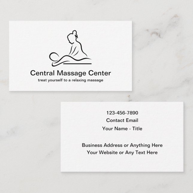 Cartões de visitas de Massagem Mínima Moderna (Frente/Verso)