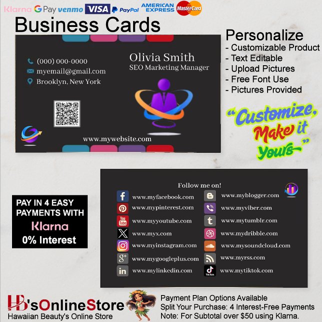 Cartões de visitas de mídia social 11 (Social Media Business Cards 11.)