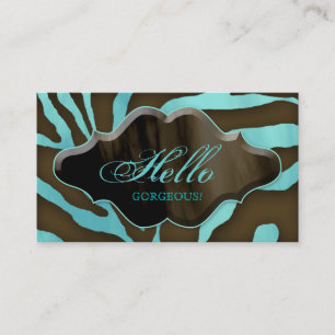 Cartões de visitas de moda Azul Zebra Animal