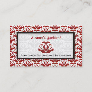 Cartões de visitas de moda de damasco vermelho ele