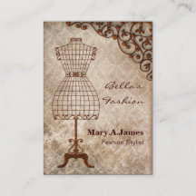 cartões de visitas de moda do manequim de vintage