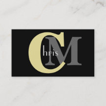 Cartões de visitas de Monograma Amarelo Personaliz