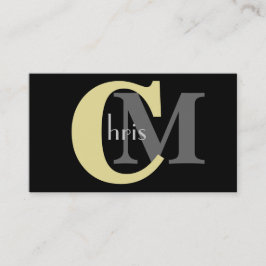 Cartões de visitas de Monograma Amarelo Personaliz