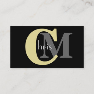 Cartões de visitas de Monograma Amarelo Personaliz