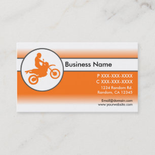 Cartões de visitas de motocross branco laranja