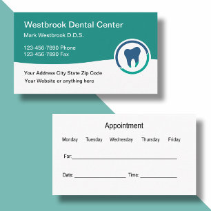 Cartões de visitas de nomeação Dentist com logo