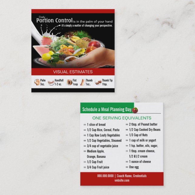 Cartões de visitas de nutrição para revestimento (Frente/Verso)