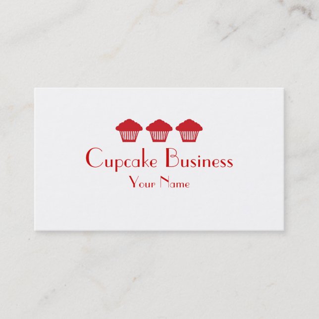 Cartões de visitas de panificação de cupcakes verm (Frente)