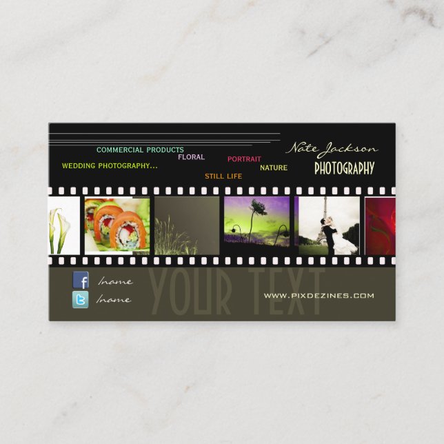 cartões de visitas de portfólio fontes modelo/DIY (Frente)