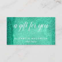 Cartões de visitas de presentes verdes do mar aquá