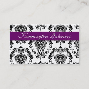 Cartões de visitas de renda preto roxo