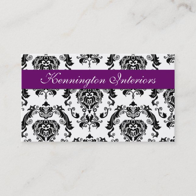 Cartões de visitas de renda preto roxo (Frente)