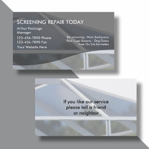 Cartões de visitas de Rescreening do pátio