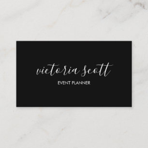 Cartões de visitas de Script Preto e Branco