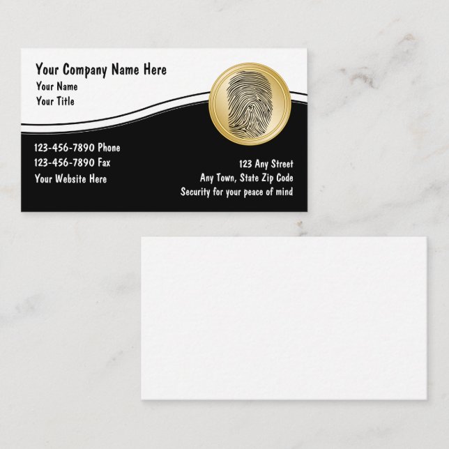 Cartões de visitas de segurança (Frente/Verso)