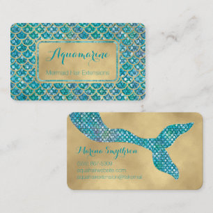 Cartões de visitas de Sereia, Teal e Sequin Doura