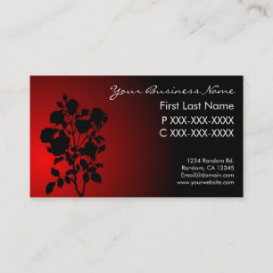 Cartões de visitas de silhueta de flores pretas ve