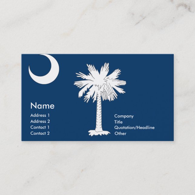 Cartões de visitas de SOUTH CAROLINA (Frente)