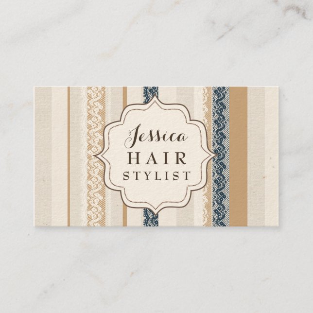 Cartões de visitas de Stylist para o Cabelo Rústic (Frente)