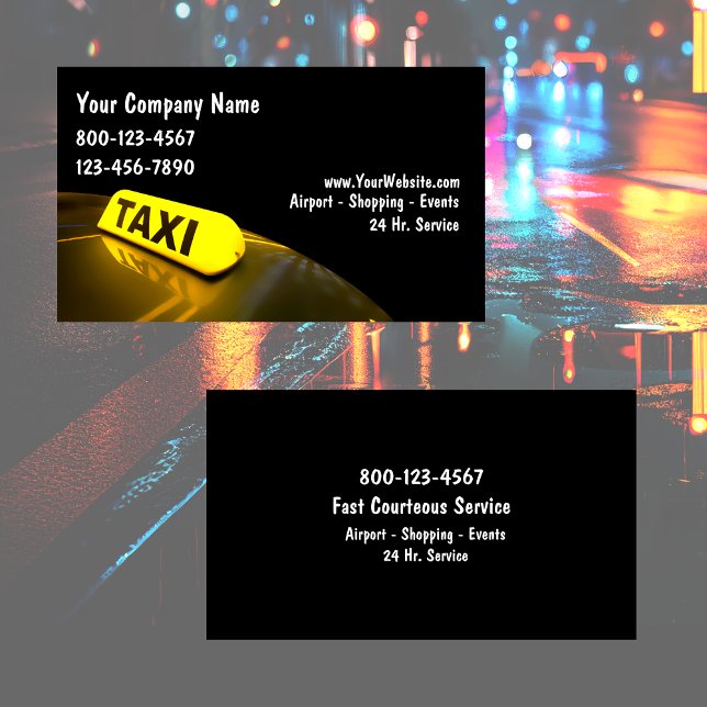 Cartões de visitas de táxi novos (Classy Taxi Business Cards)