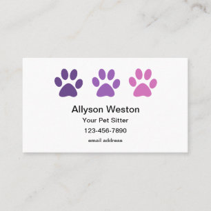 Cartões de visitas de tema de 'Pet Sitter Pet Paw
