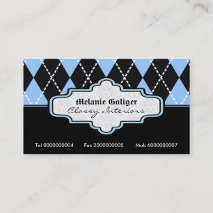 Cartões de visitas de tendências de argyle branco 