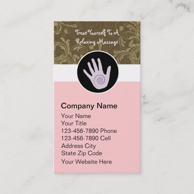 Cartões de visitas de terapia por massagem (Frente)