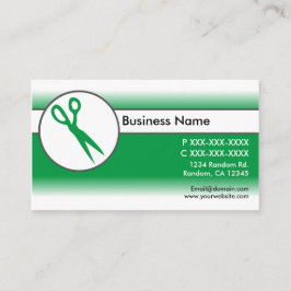 Cartões de visitas de tesoura branca verde