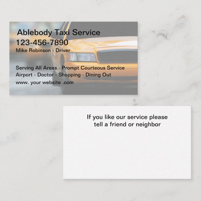 Cartões de visitas de Transporte Simples de Driver (Frente/Verso)