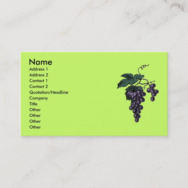 Cartões de visitas de vinhas de uvas (Frente)