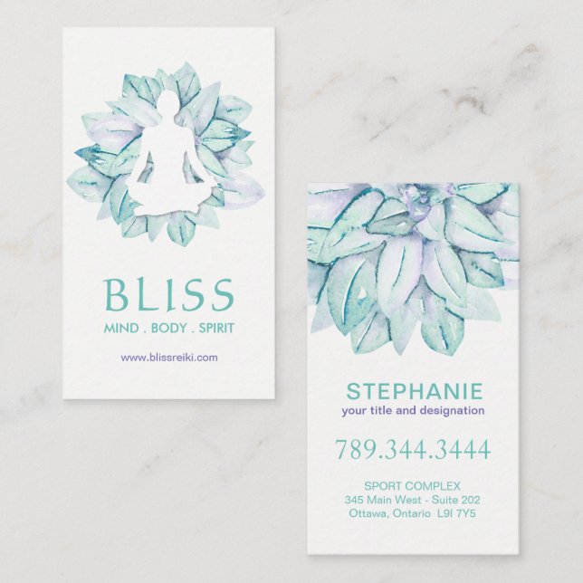 Cartões de visitas de Yoga e Reiki (Frente/Verso)