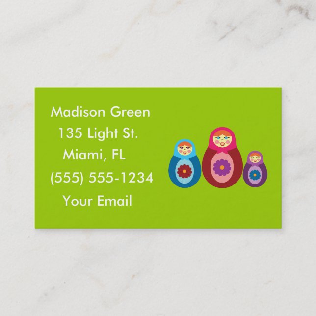 Cartões de visitas Design Doll de Matryoshka (Frente)