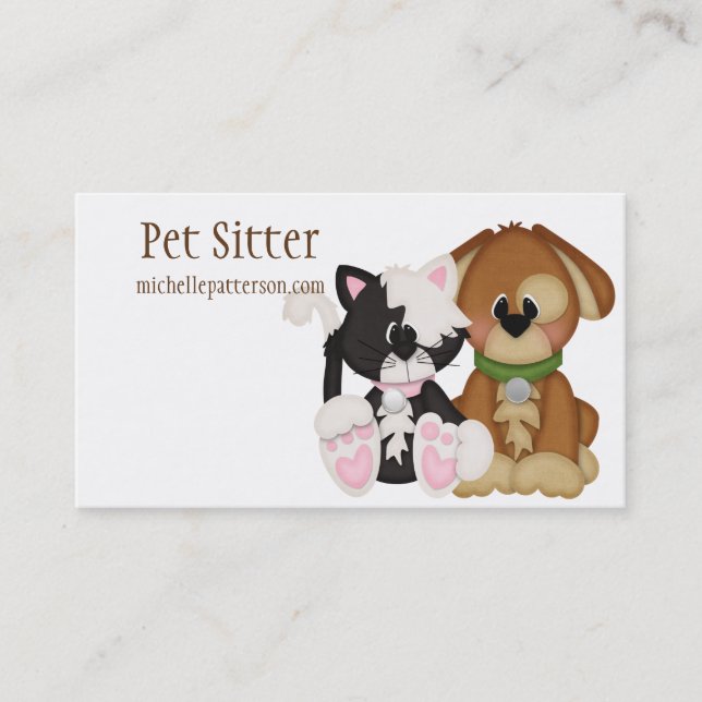 Cartões de visitas do baby-sitter do animal de (Frente)