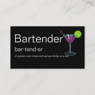 Cartões de visitas do barman