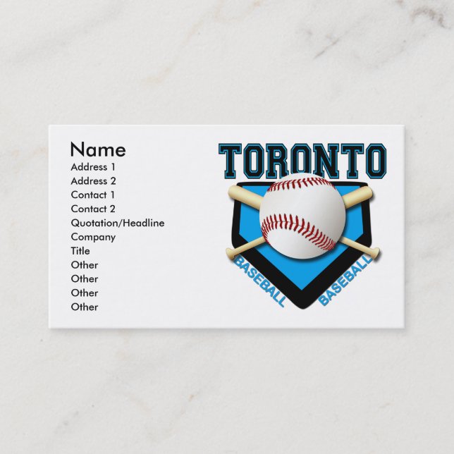 CARTÕES DE VISITAS DO BASEBOL DE TORONTO (Frente)