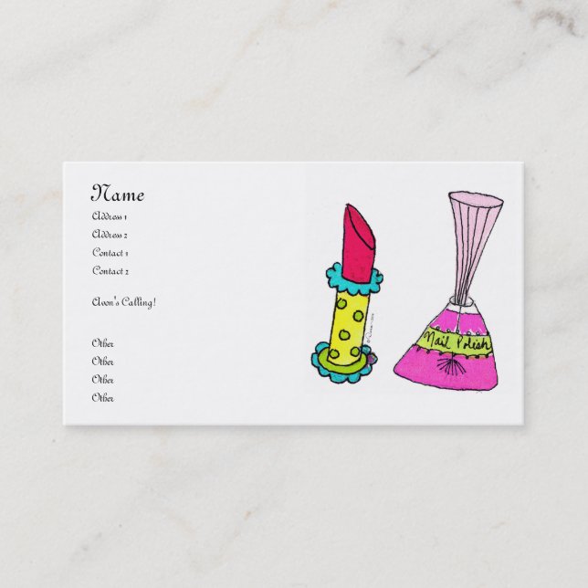 Cartões de visitas do batom & do verniz para as (Frente)