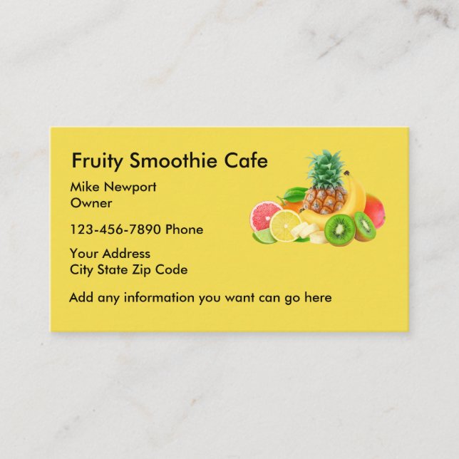 Cartões de visitas do café do Smoothie (Frente)