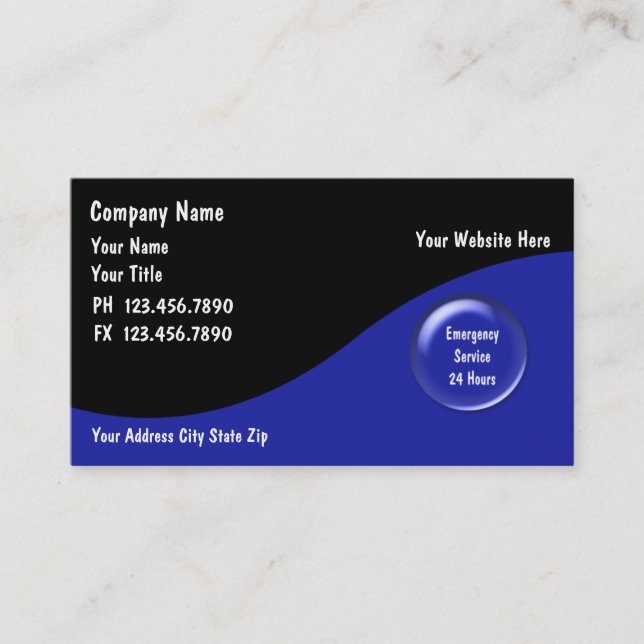 Cartões de visitas do canalizador (Frente)