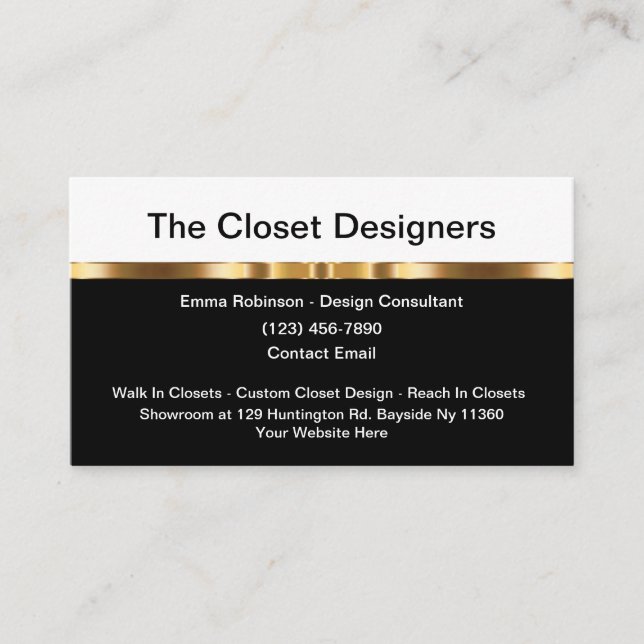 Cartões de visitas do Classy Closet Designer (Frente)