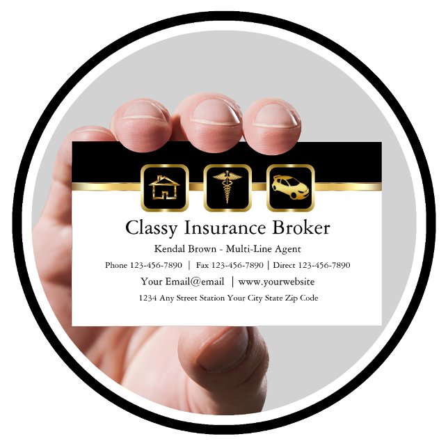 Cartões de visitas do Classy Insurance Broker (Criador carregado)