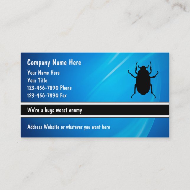 Cartões de visitas do controlo de pragas (Frente)