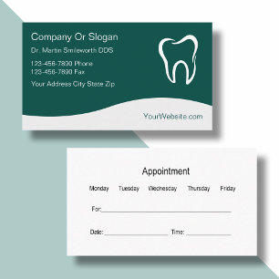 Cartões de visitas do dentista