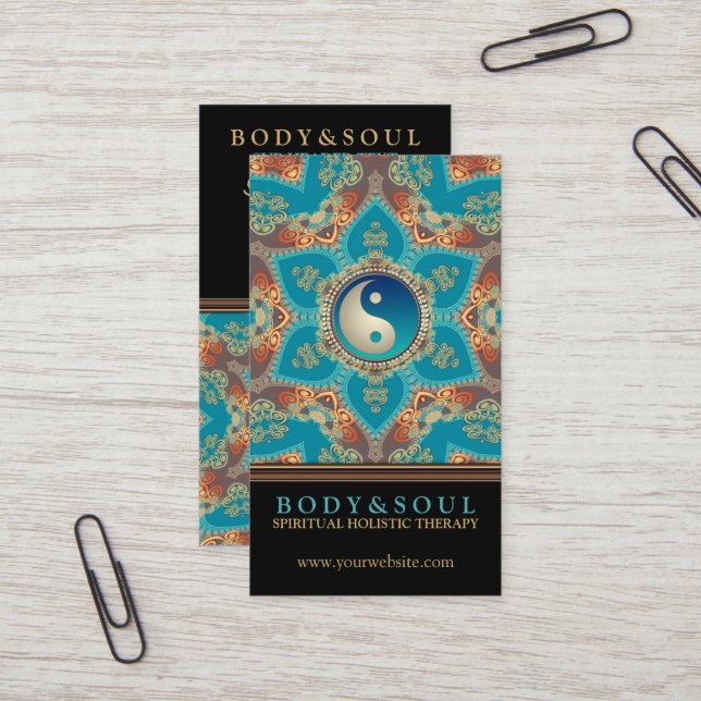 Cartões de visitas do Dourado Lotus Flower Yin Yan (Frente/Verso In Situ)