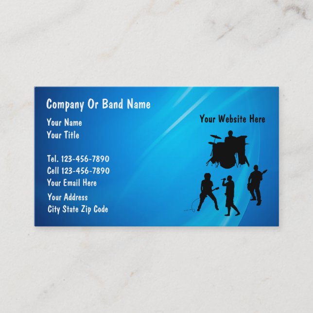 Cartões de visitas do grupo de rock (Frente)