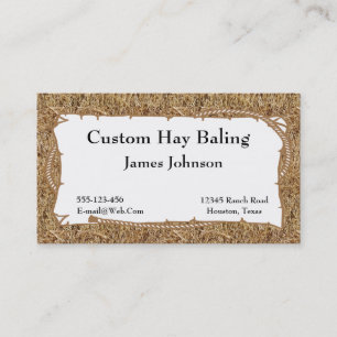 Cartões de visitas do impressão do feno do ranch