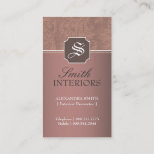 Cartões de visitas do monograma do damasco