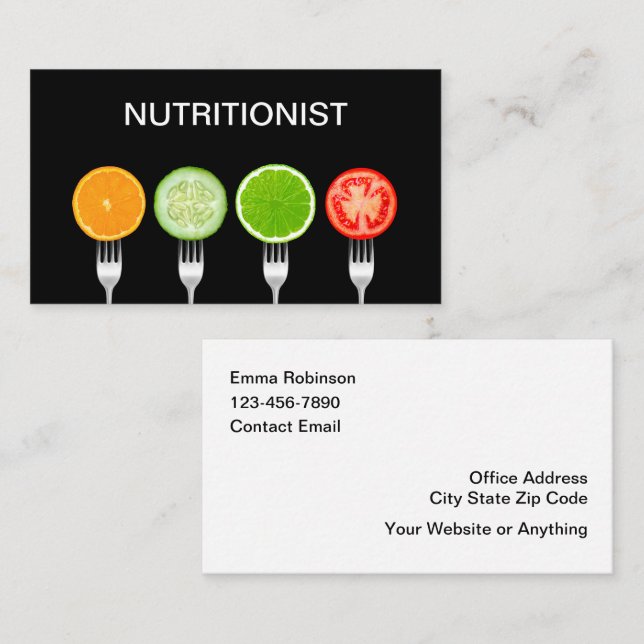 Cartões de visitas do Nutritionist Diet Advisor (Frente/Verso)