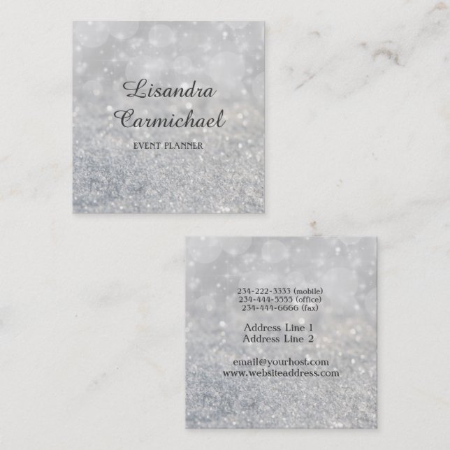 Cartões de visitas do Planner de Evento Sparkle Si (Frente/Verso)